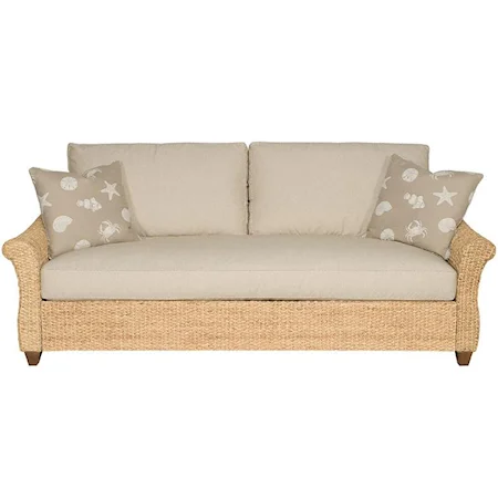 Casual Coastal Sofa with Wicker Design